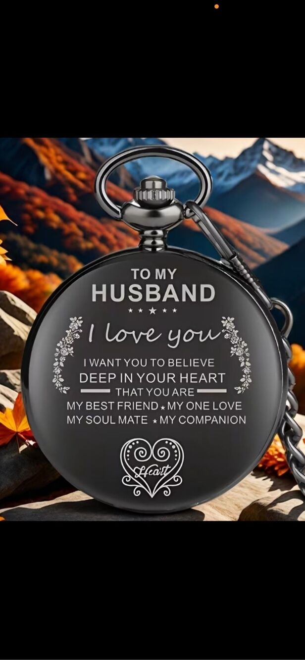 New Husband Pocket Watch with Chain Romantic Love Gift